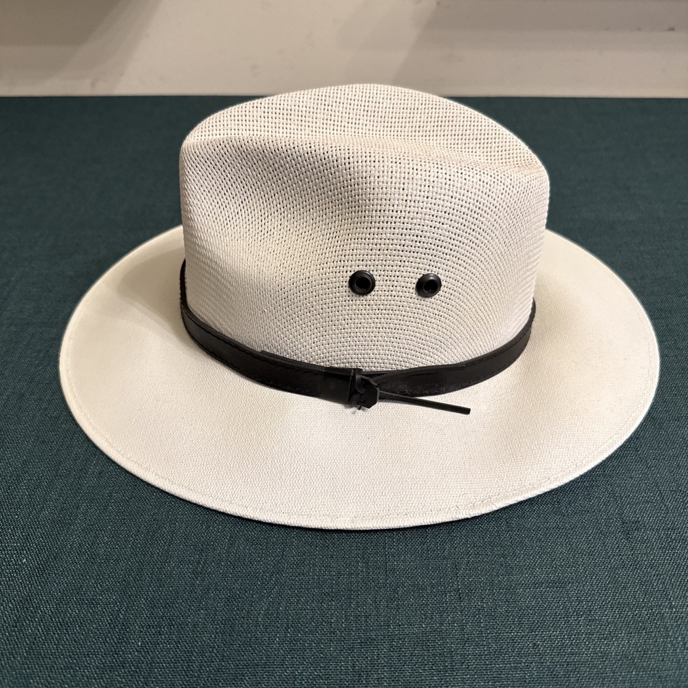 Royal Road Trading Company Original Panama Molded Summer Hat Mens White Black - Picture 4 of 8